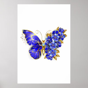 Poster Borboleta Flor Sapphire