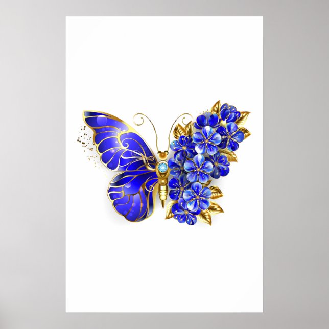 Poster Borboleta Flor Sapphire (Frente)