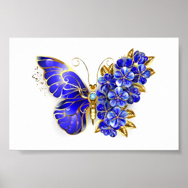 Poster Borboleta Flor Sapphire (Frente)