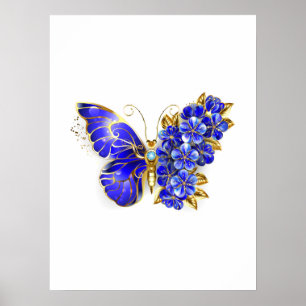 Poster Borboleta Flor Sapphire