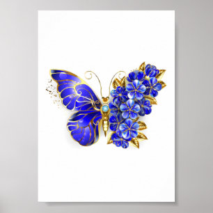 Poster Borboleta Flor Sapphire