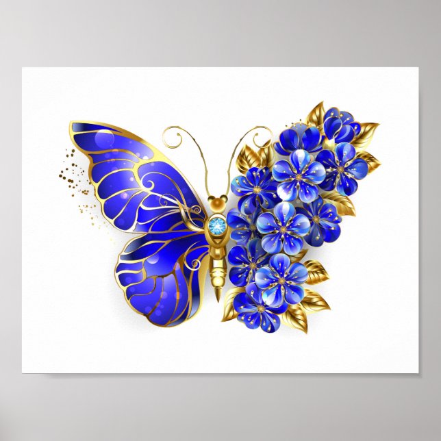 Poster Borboleta Flor Sapphire (Frente)