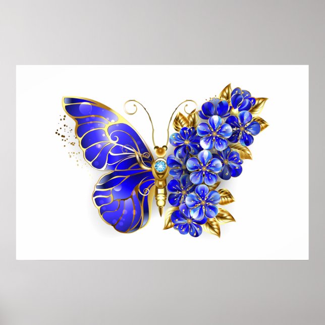 Poster Borboleta Flor Sapphire (Frente)