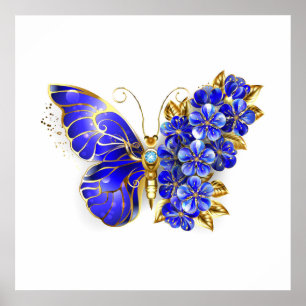 Poster Borboleta Flor Sapphire