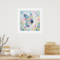 Borboleta Floral Colorida em Aquarela