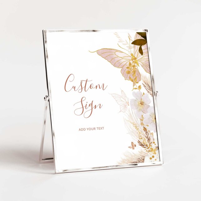 Poster Borboleta floral de ouro boho Personalizada (Criador carregado)