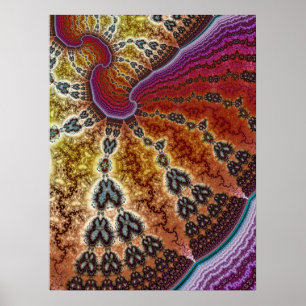Poster Borboleta Fractal Colorida