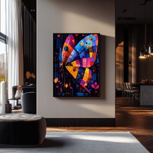 Poster Borboleta Geométrica Expressionista - Arte Vibrant