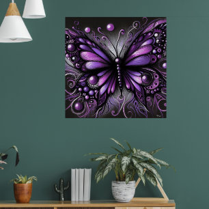 Poster Borboleta Gótica Whimsical Purple Black Colortion