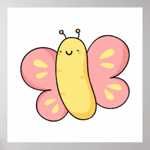 Poster Borboleta Kawaii Cute