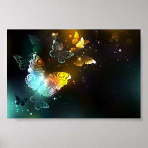 Poster Borboleta Luminosa e borboletas noturnas