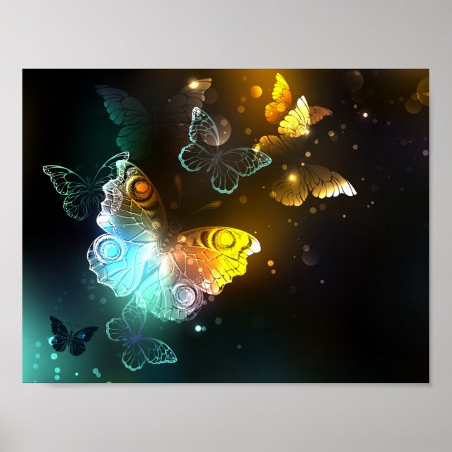 Poster Borboleta Luminosa e borboletas noturnas (Frente)