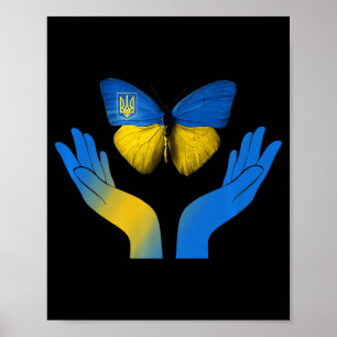 Poster Borboleta-Mão Ucrânia Bandeira Ucraniana Sente-Se