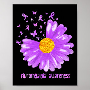 Poster Borboleta-margarida Fibromialgia Roxa Awarene