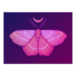Pôster Borboleta Mariposa Bruxa Roxa Mágica