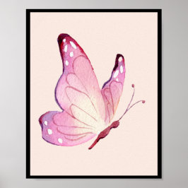 Poster Borboleta Minimalista Rosa Moderna
