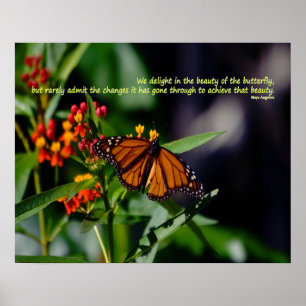 Poster Borboleta monarca com citação de Maya Angelou