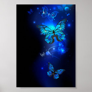 Poster Borboleta Morpho em Fundo Escuro