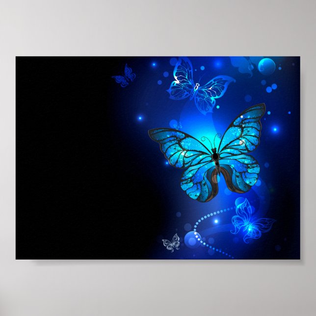 Poster Borboleta Morpho em Fundo Escuro (Frente)