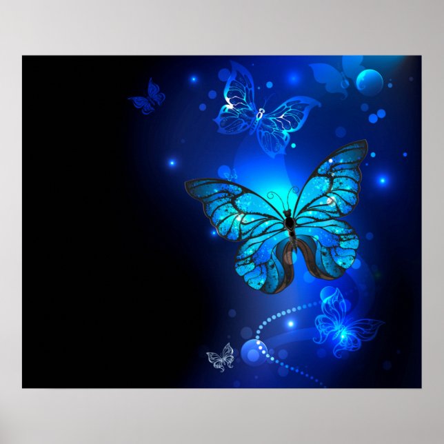 Poster Borboleta Morpho no Fundo Escuro (Frente)