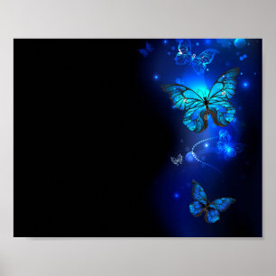 Poster Borboleta Morpho no Fundo Escuro