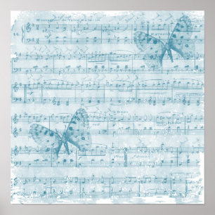 Pôster Borboleta Musical Romance Blue