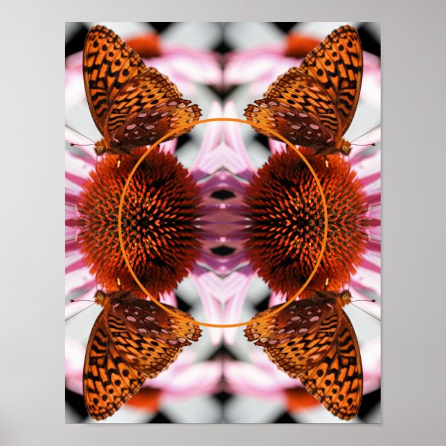 Poster Borboleta Na Moldura Da Flor Crie Sua Própria Foto (Frente)