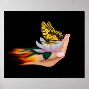 Poster Borboleta no Lotus Bloom