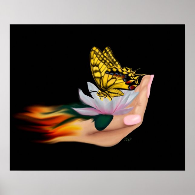 Poster Borboleta no Lotus Bloom (Frente)