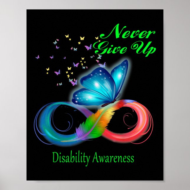 Poster Borboleta Nunca Desiste Da Consciência Da Deficiên (Frente)
