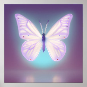 Poster Borboleta Púrpura, Luz branca e brilhante