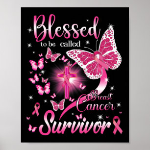Poster Borboleta Rosa Abençoada Por Ser Chamada De Cancer