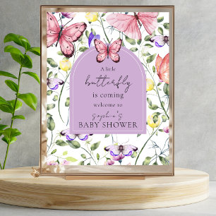 Poster Borboleta Rosa Arco de Lavanda Bem-vindo ao Chá de