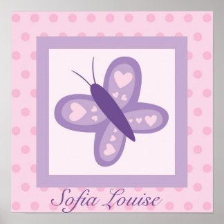 Poster Borboleta Rosa e Roxa