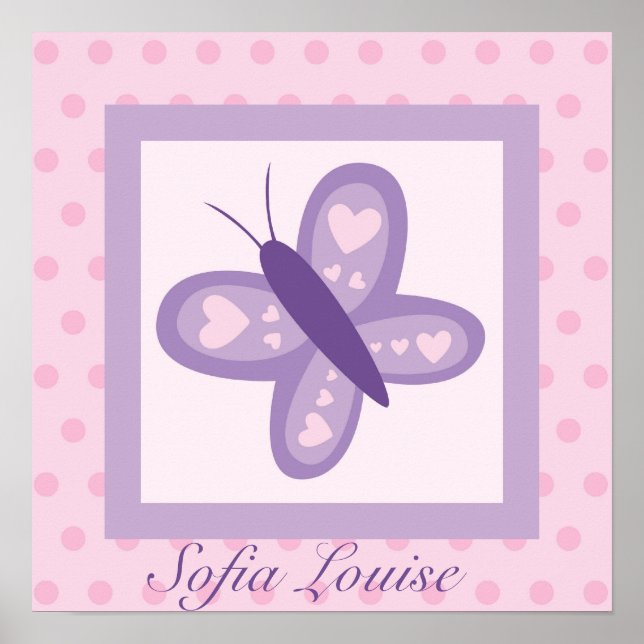 Poster Borboleta Rosa e Roxa (Frente)