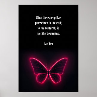 Poster Borboleta Rosa Neon