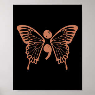 Poster Borboleta Semicolon 988 Prevenção Suicida Awarene