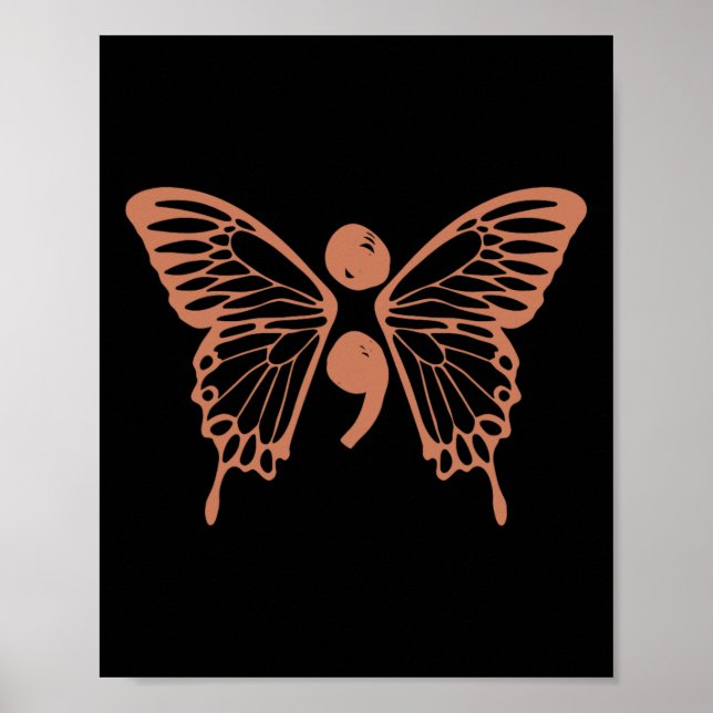 Poster Borboleta Semicolon 988 Prevenção Suicida Awarene (Frente)