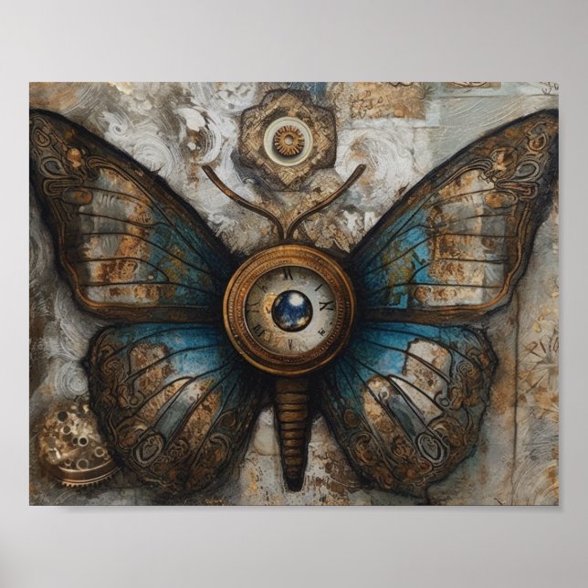 Poster Borboleta Steampunk (Frente)