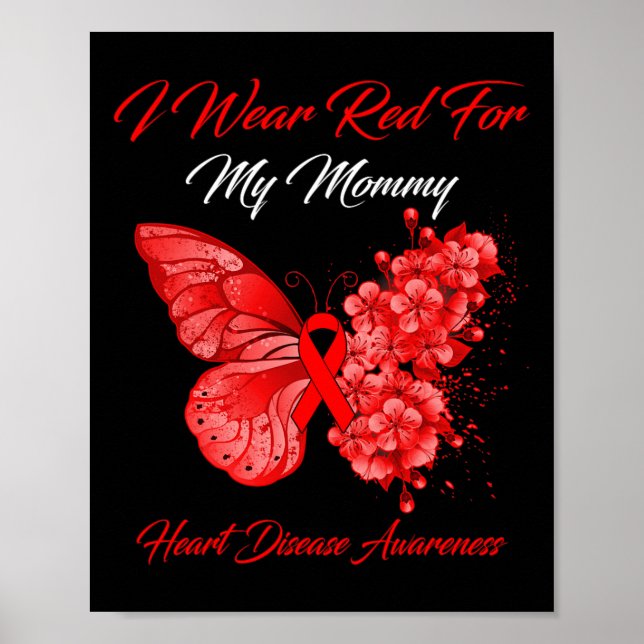 Poster Borboleta Uso Vermelho Para Doença Cardíaca Da Min (Frente)