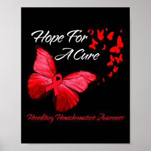 Poster Borboleta Vermelha de Conscientização da Hemocroma