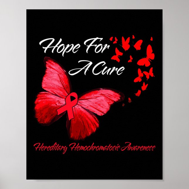 Poster Borboleta Vermelha de Conscientização da Hemocroma (Frente)