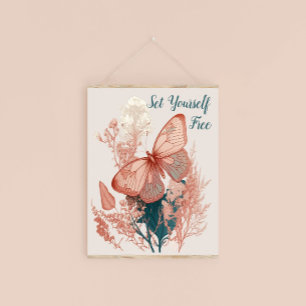 Poster Borboleta Vintage em Flor