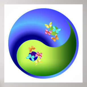 Pôster Borboleta Yin Yang