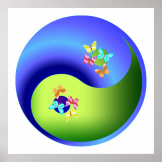 Pôster Borboleta Yin Yang