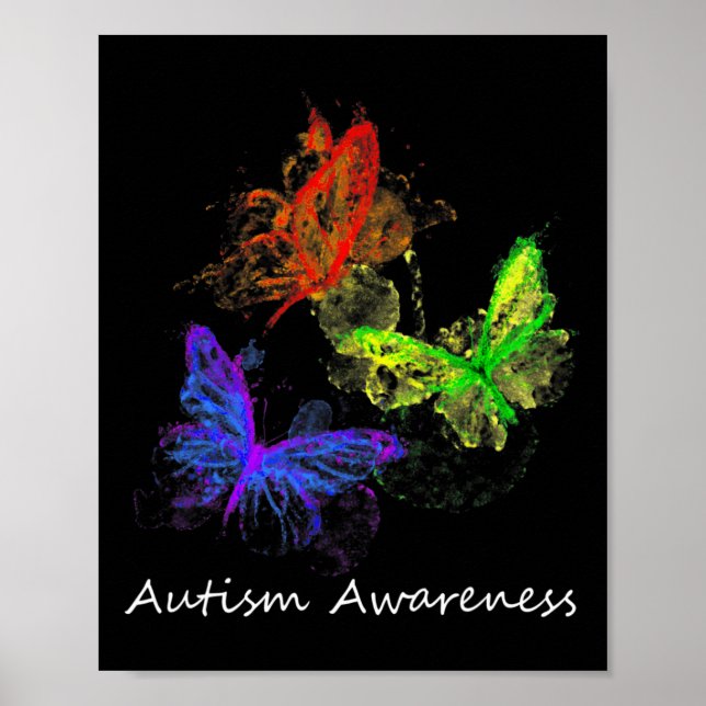 Poster Borboletas Autismo-Conscientes Sem Peças Quebra-ca (Frente)