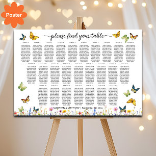 Poster Borboletas de flores selvagens 26 Mesas