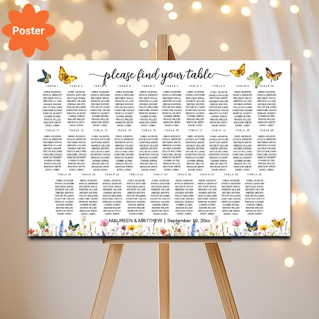 Poster Borboletas de flores selvagens 29 Mesas (Criador carregado)