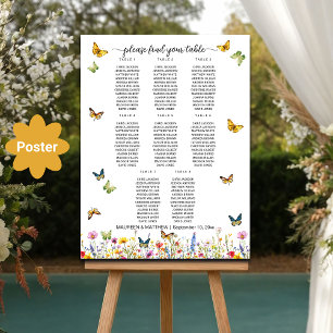 Poster Borboletas de flores selvagens 8 Mesas