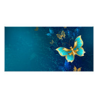 Borboletas de ouro em um fundo azul